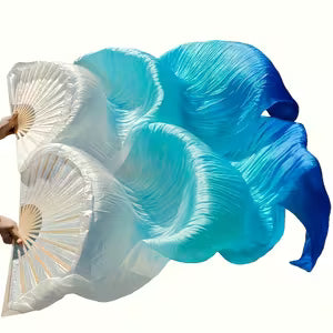 Blue and White Chiffon Fans