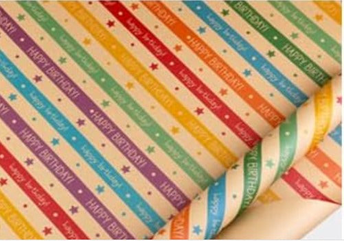 Brown Kraft Birthday Gift Wrapping Paper Style 1