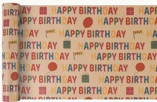 Brown Kraft Birthday Gift Wrapping Paper Style 3