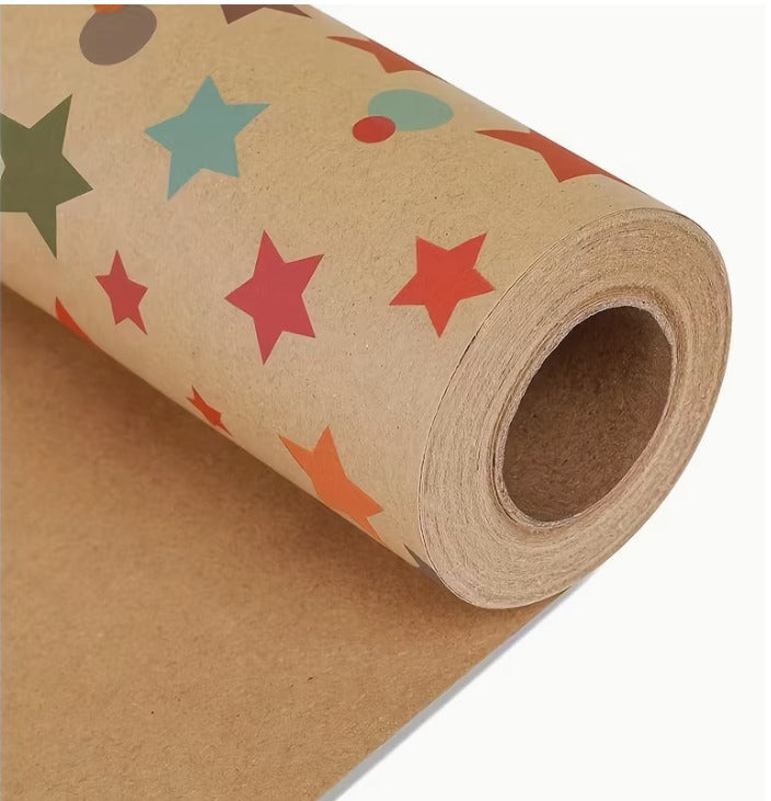 Brown Kraft Birthday Gift Wrapping Paper Style 4