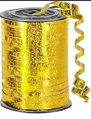 228.6m Metallic Curly Ribbon Balloon Rope (Yellow)