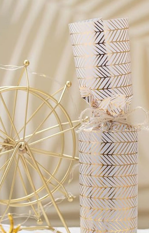 Gold & White Foil Wrapping Paper - Geometric Design