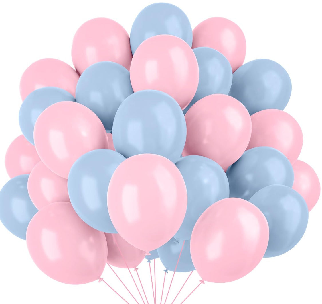 30 pcs Pink & Blue Latex Balloons