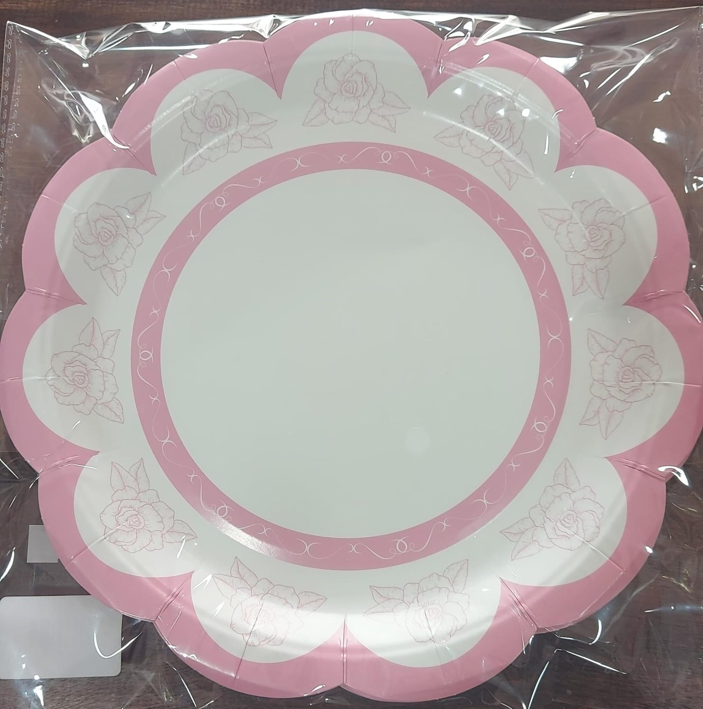 Pink and White Floral Ruffle Paper Plates