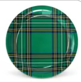 Green Plaid Disposable Paper Plates
