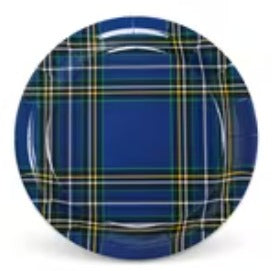 Blue Plaid Disposable Paper Plates