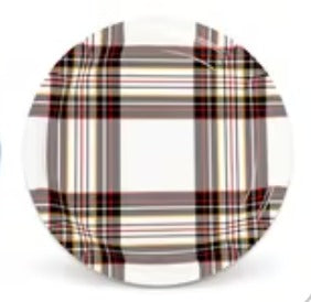 White Plaid Disposable Paper Plates