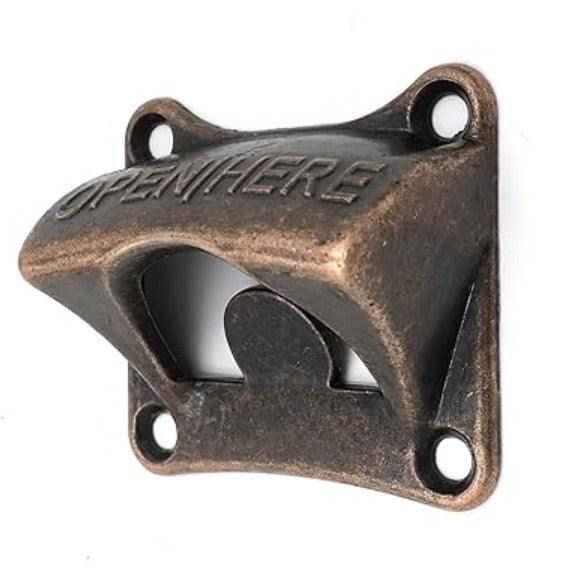 Vintage Metal Bottle Opener Wall Mount - Bronze