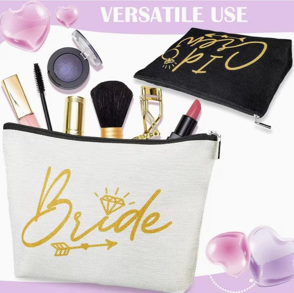 Bride & Groom Canvas Makeup Bags
