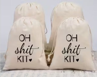 6pcs "Oh Sh*t Kit" Jute Drawstring Bags
