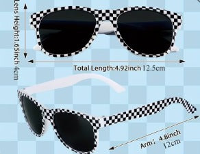 Racing Plaid Party Glasses – Black & White Checkered Frame