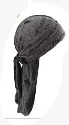 Vintage Ripped Pirate Cap Set with Headscarf - Gray