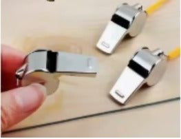 1 pc Stainless Steel Whistle with Yellow Rope