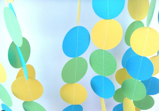 Paper Circle Garland – Yellow, Green and Blue