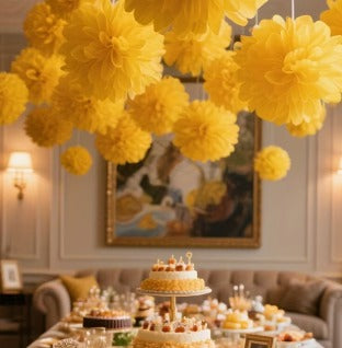 Tissue Paper Pompom Flower -Yellow