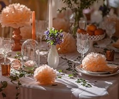Tissue Paper Pompom Flower - Peach