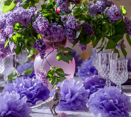 Tissue Paper Pompom Flower - Lilac