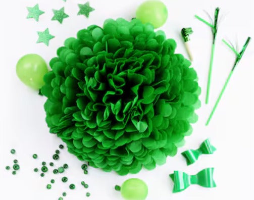 Tissue Paper Pompom Flower - Forest Green