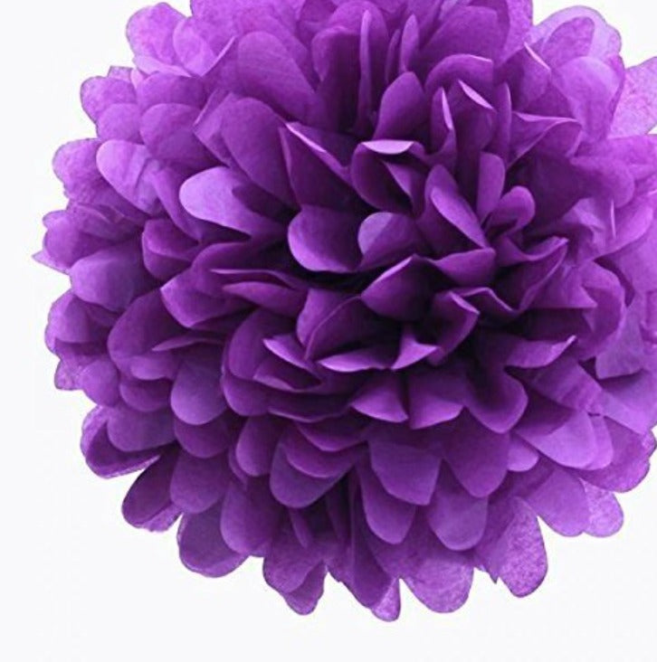Tissue Paper Pompom Flower - Dark Purple