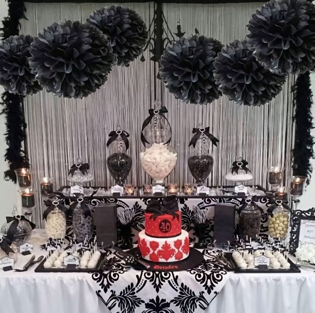 Tissue Paper Pompom Flower – Black
