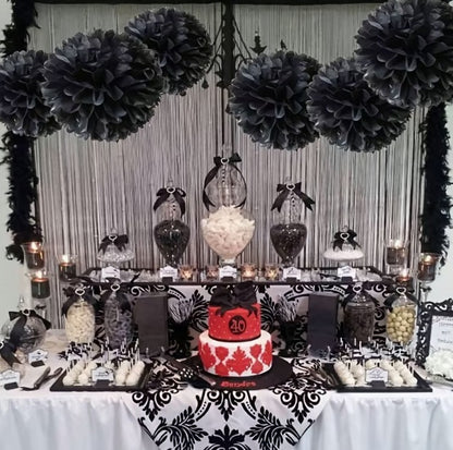 Tissue Paper Pompom Flower – Black