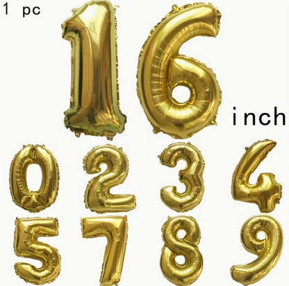 16" Foil Number Balloon – Gold