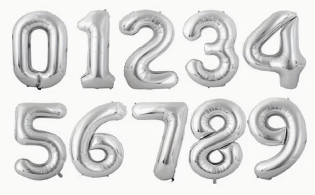 16" Foil Number Balloon - Silver