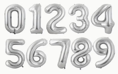 16" Foil Number Balloon - Silver