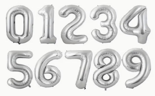 16" Foil Number Balloon - Silver