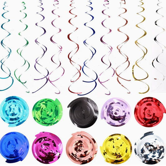 30pcs Hanging Spiral Decorations - Multi Colors