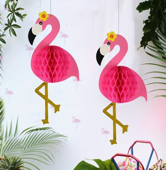 4 pcs Vibrant Pink Flamingo Paper Lanterns