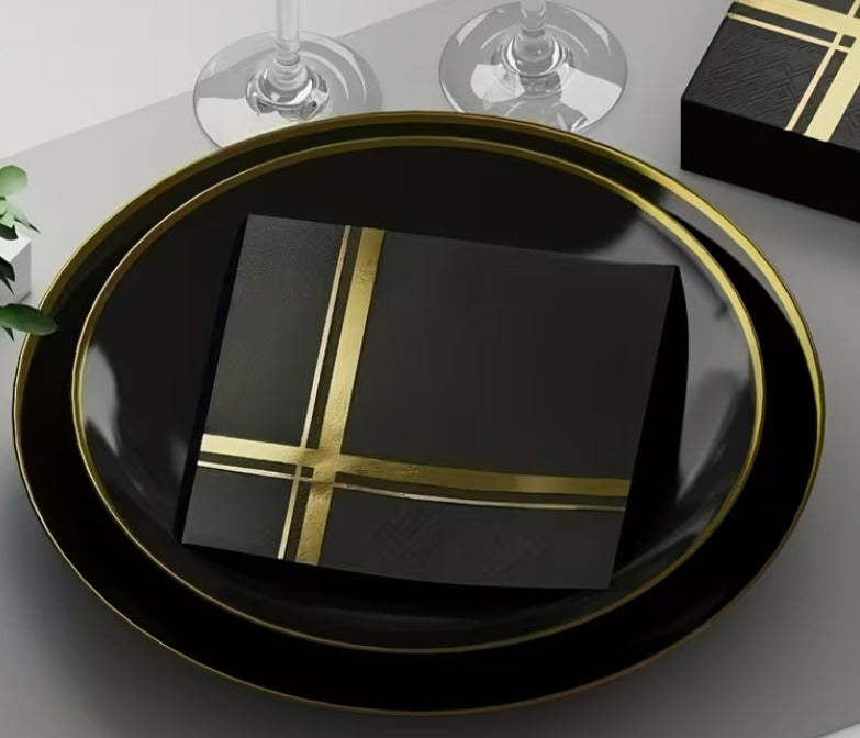 Black and Golden Foil Table Napkin