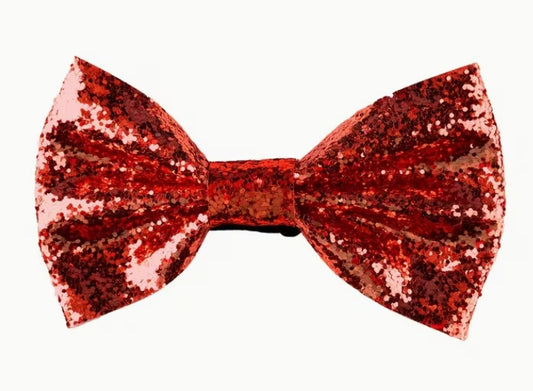 Sequin Pre-Tied Bow Tie - Red