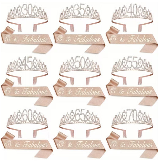 Birthday Sash and Crown Set for Women