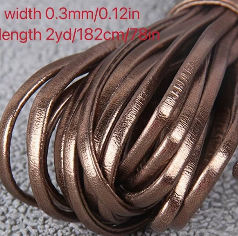 2yards Faux Leather Flat Rope 3mm