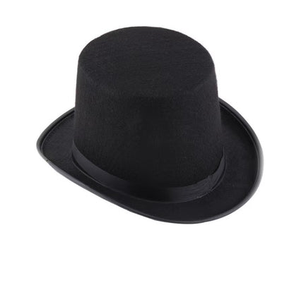 Black Felt Top Hat Set with Ribbon Band
