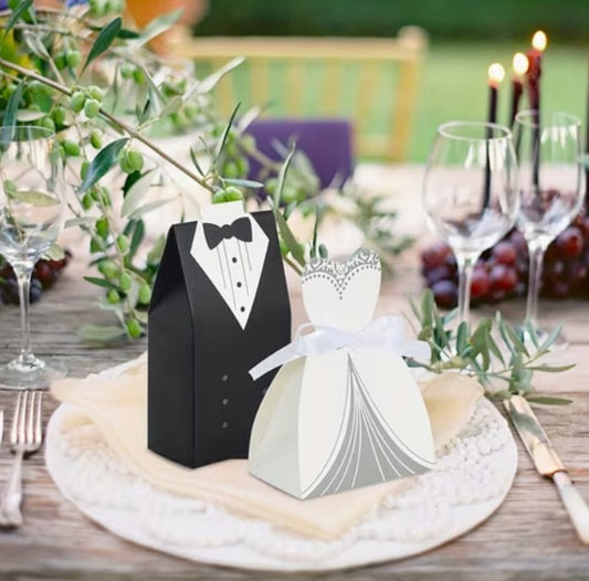 Elegant Tuxedo & Dress Wedding Favor Boxes