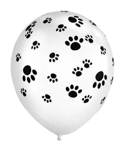 12" Animal Dog Paws Print Balloons - White