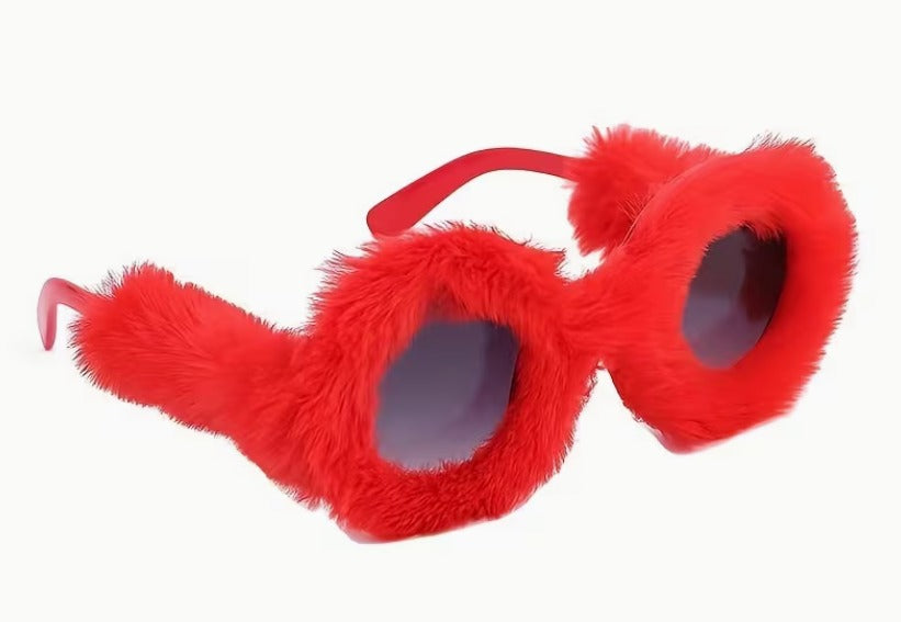 Round Frame Plush Party Glasses