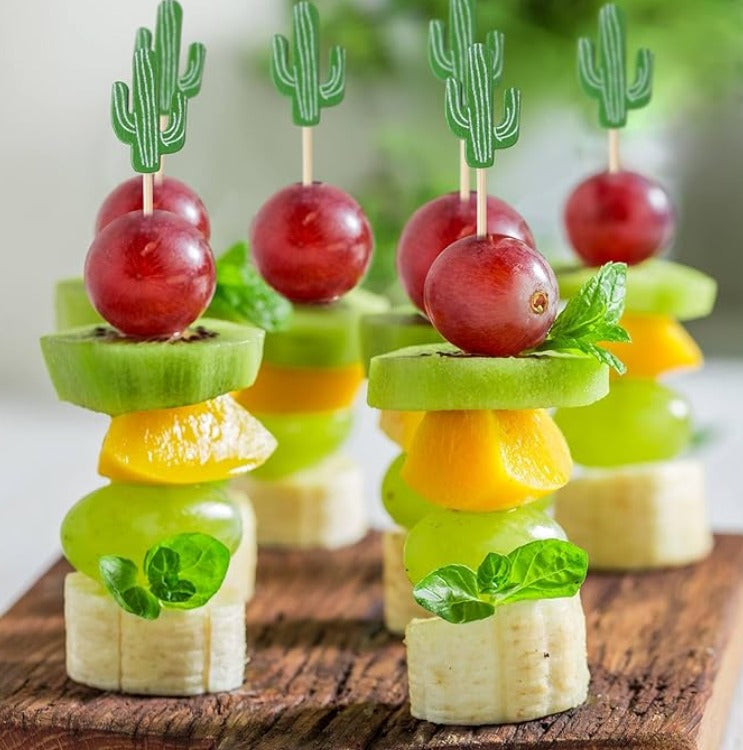 Green Cactus Bamboo Cocktail Picks