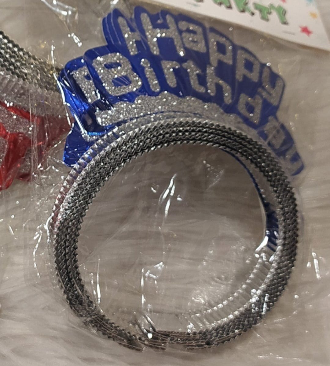 Blue & Silver Happy Birthday Crown Foil