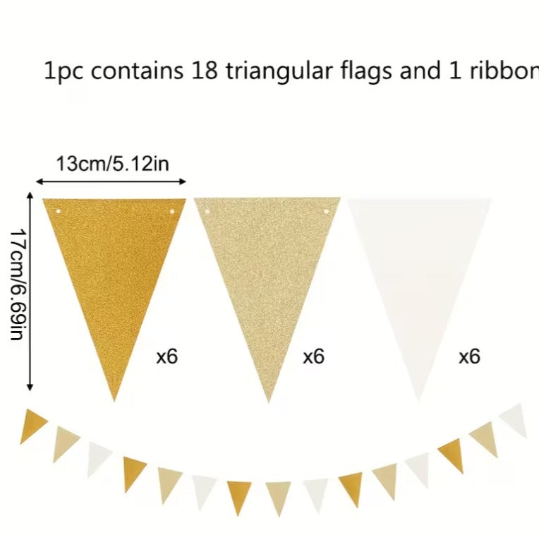 White & Gold Champagne Party Banner
