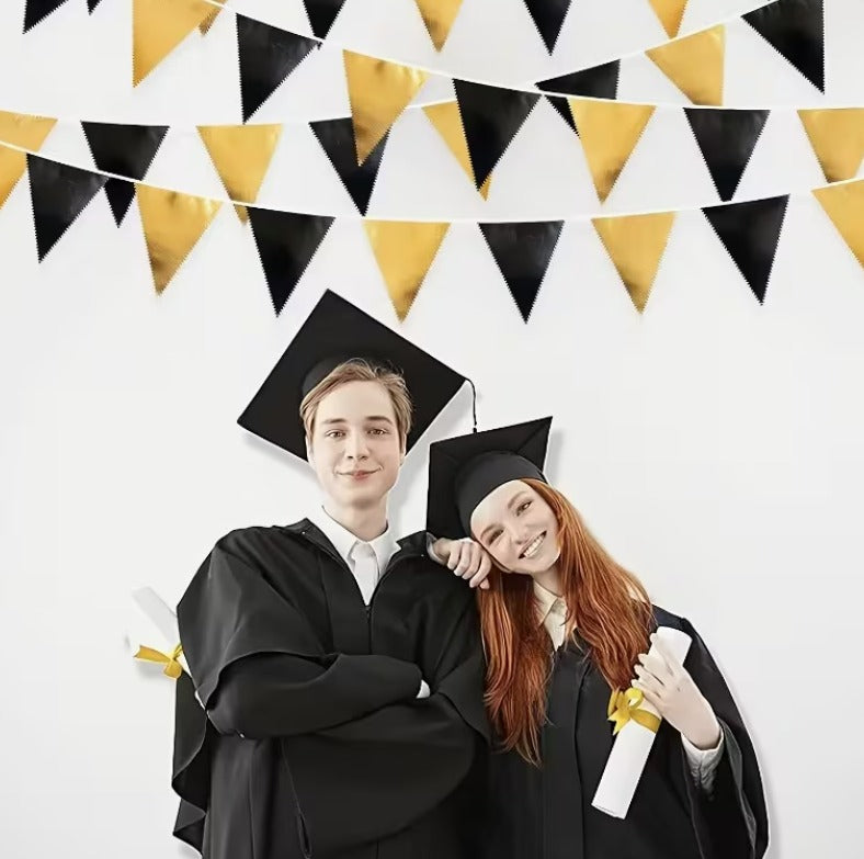 10pcs Gold and  Black Triangle Flag Banner