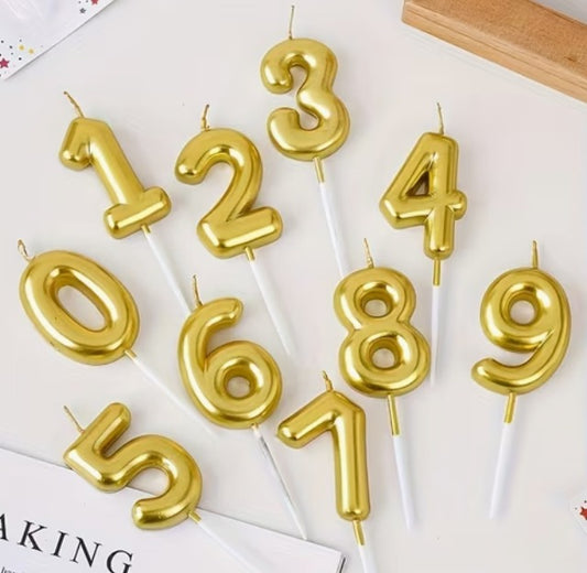 Number Birthday Cake Candle - Golden