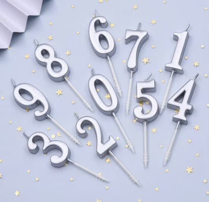 Number Birthday Cake Candle - Silver