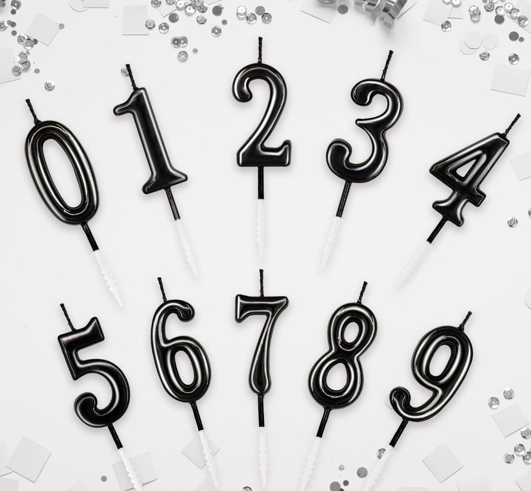 Number Birthday Cake Candle - Elegant Black