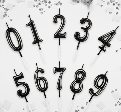 Number Birthday Cake Candle - Elegant Black