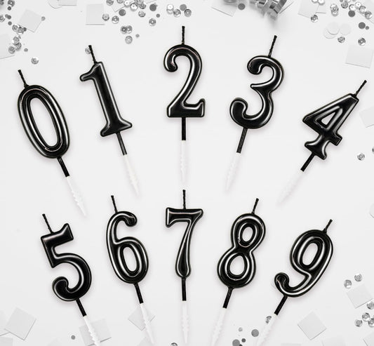 Number Birthday Cake Candle - Elegant Black