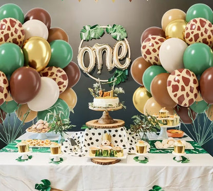60pcs Giraffe Print Balloon Set – Jungle Theme Decorations
