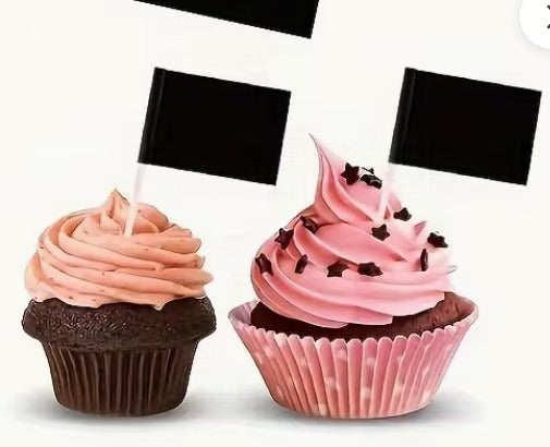 Elegant Black and White Flags - Toppers
